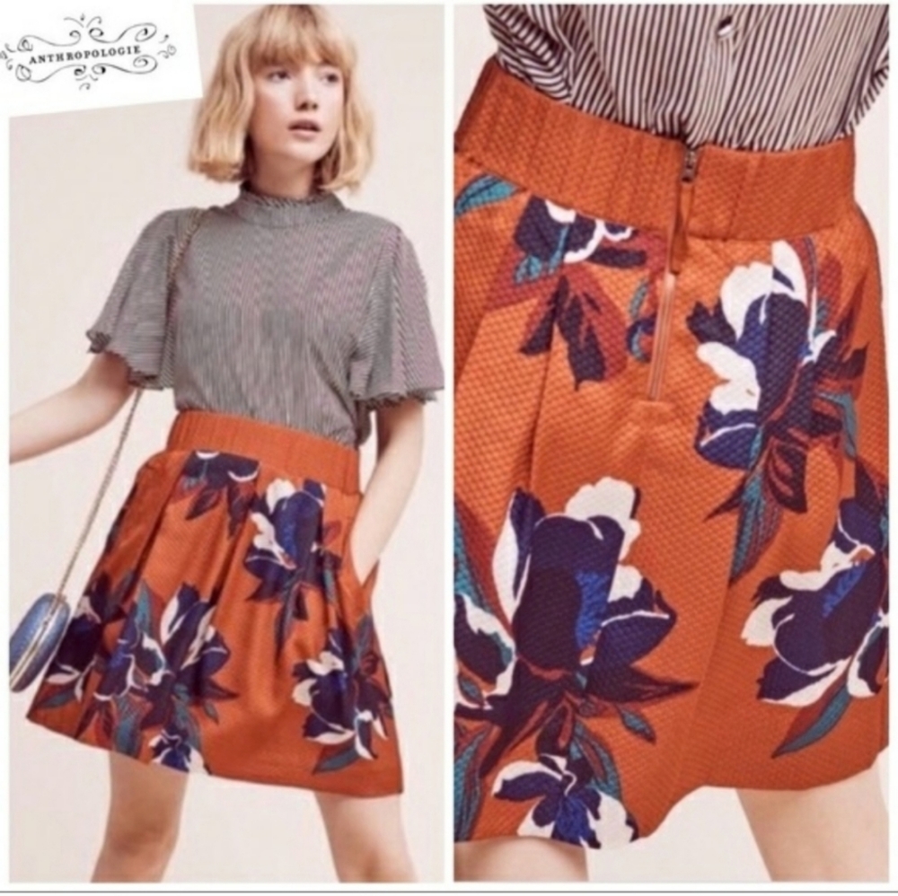 SOLD * Anthropologie Maeve Maira Brocade Fully Lined Floral Mini Skirt(0)
